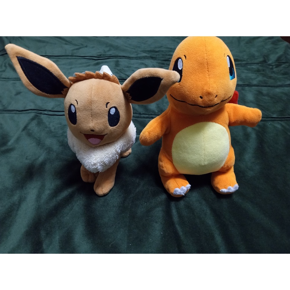 Pokemon Plush Eevee and Charmander Stuffed Animal Set Nintendo Toy Bundle